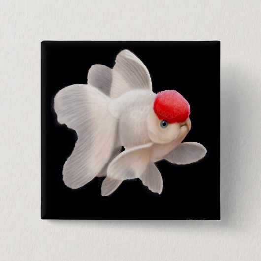 Rotes Kappe Oranda Goldfish-Button Button (Vorderseite)