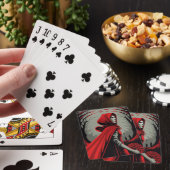 Rotes Kapuzenwolf-Mädchen Spielkarten (In Situ)