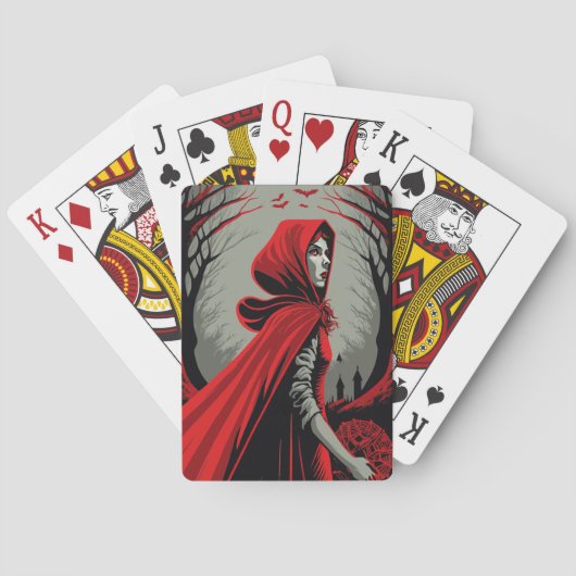 Rotes Kapuzenwolf-Mädchen Spielkarten (Rückseite)