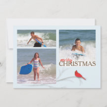 Rotes Kardinals-Doppeltes versah MULTI Foto-Karte