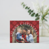 Rotes Kariert Modernes Gewölbe Frohe Weihnachten F (Stehend Vorderseite)