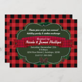 Rotes Kariert & Pinecones Rustikale Ferienwohnung Einladung (Vorne/Hinten)