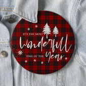 Rotes Kariert wunderschönes Jahr Weihnachts-Party Button (Beispiel)