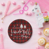 Rotes Kariert wunderschönes Jahr Weihnachts-Party Pappteller (Party)