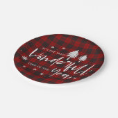 Rotes Kariert wunderschönes Jahr Weihnachts-Party Pappteller (Schrägansicht)