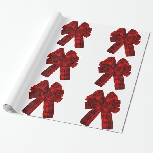 Rotes Kariertes Bows-Wrapper Geschenkpapier (Ungerollt)