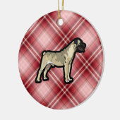 Rotes kariertes Bullmastiff Keramikornament (Links)