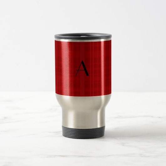 Rotes kariertes des Monogramms Reisebecher (Mittel)