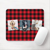 Rotes kariertes Foto-Collagen-Monogramm des Mousepad (Mit Mouse)