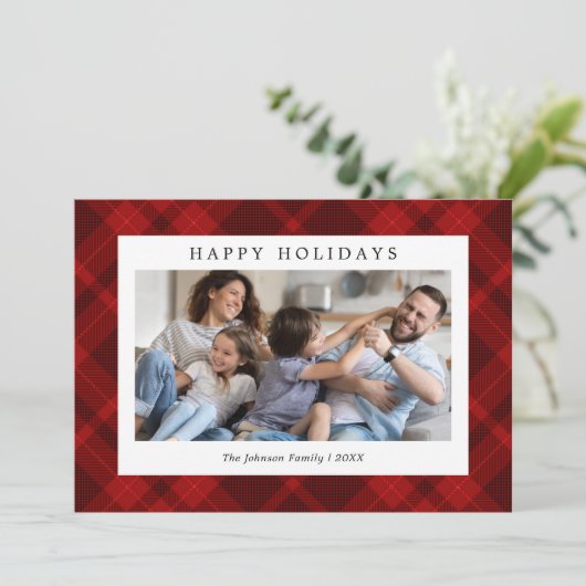 Rotes Kariertes Foto Weihnachten (Stehend Vorderseite)