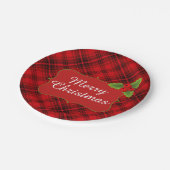 Rotes kariertes frohe Weihnacht-Party Pappteller (Schrägansicht)