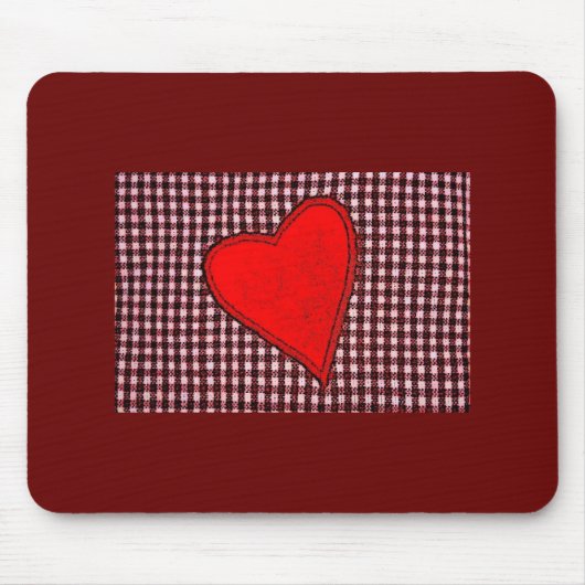 Rotes kariertes Herz Mousepad (Vorne)