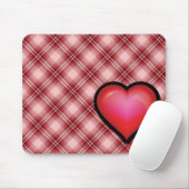Rotes kariertes Herz Mousepad (Mit Mouse)