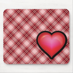 Rotes kariertes Herz Mousepad