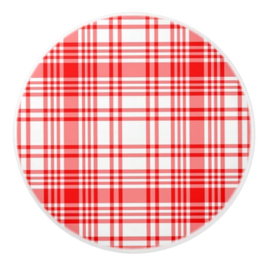 Rotes kariertes keramikknauf (Vorderseite)