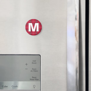 Rotes Kariertes Monogramm Anfangsbuchstaben Kids'  Magnet