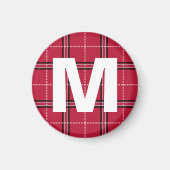 Rotes Kariertes Monogramm Anfangsbuchstaben Kids'  Magnet (Vorne)