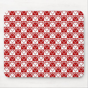 Rotes kariertes Muster mit Herz Mousepad
