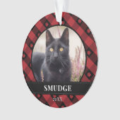 Rotes Kariertes Paw-Foto Ornament (Vorderseite)