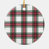 Rotes Kariertes Personalisiertes Weihnachtsgeschen Keramik Ornament (Hinten)