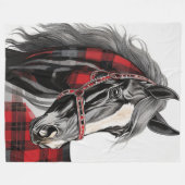 Rotes Kariertes Pferd Fleecedecke (Vorderseite (Horizontal))