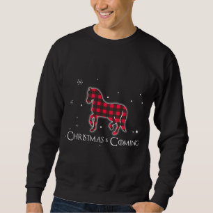 Rotes Kariertes Pferd Weihnachten Matching Buffalo Sweatshirt