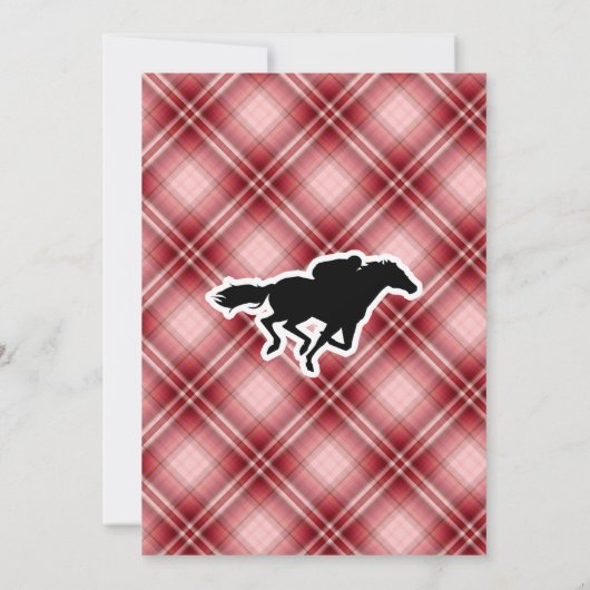 Rotes Kariertes Pferderennen Einladung (Rückseite)