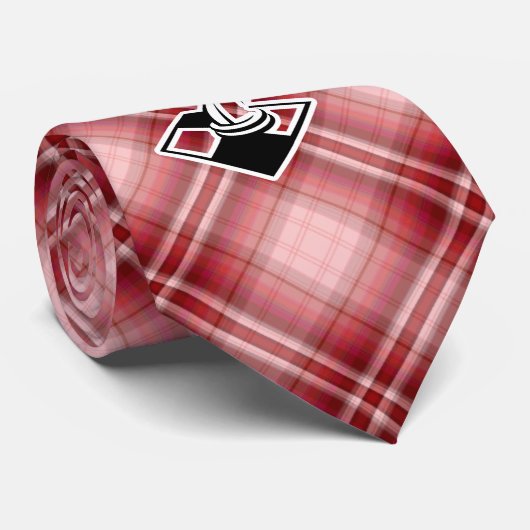 Rotes kariertes Schach Krawatte (Gerollt)