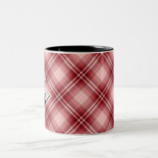 Rotes kariertes Schach Zweifarbige Tasse (Mittel)