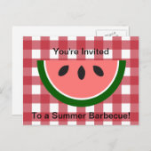 Rotes kariertes Tablett Wassermelone Einladung (Vorne/Hinten)