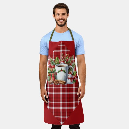 Rotes Kariertes und leichtes Hirsch Schürze (Getragen)