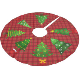 Rotes Kariertes und Weihnachtsbaumrock Polyester Weihnachtsbaumdecke