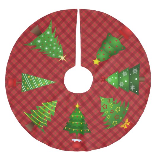 Rotes Kariertes und Weihnachtsbaumrock Polyester Weihnachtsbaumdecke (Vorderseite)
