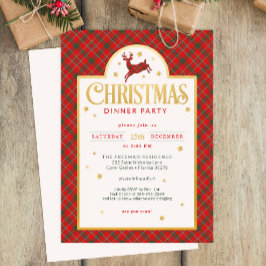 Rotes Kariertes Weihnachtsessen Party Feiertag Ein Einladung