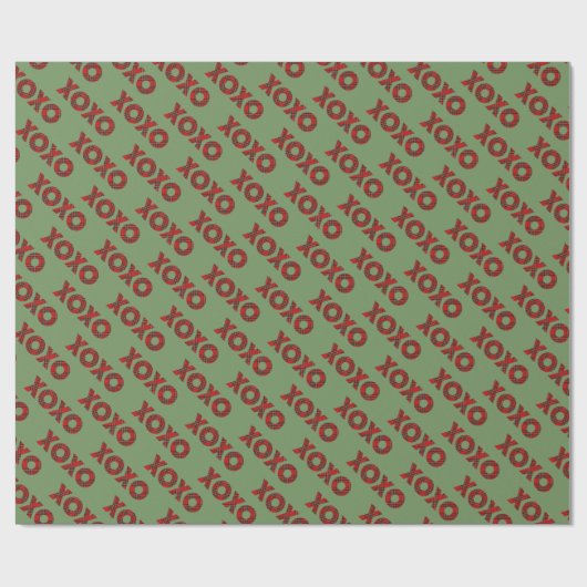 Rotes Kariertes XOXO-Grünes Muster Geschenkpapier (Flach)