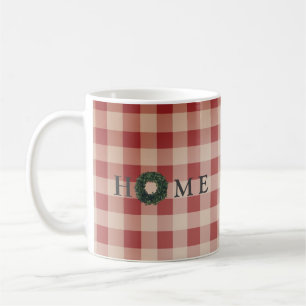 Rotes Kariertes "Zuhause" Bauernhaus Dekor Land Bo Kaffeetasse