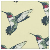 Rotes karminrotes throated Kolibri Gewebegelb Stoff (Nahaufnahme)