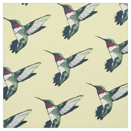 Rotes karminrotes throated Kolibri Gewebegelb Stoff (Muster)
