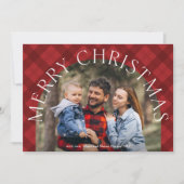 Rotes Karo Boho Bogen Frohe Weihnachten Foto (Vorderseite)