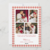 Rotes Karo-Boho-Schleifenband 5 Foto Feiertagskarte (Rückseite)