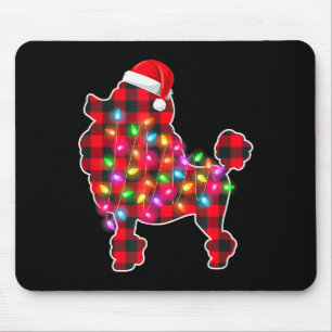 Rotes Karo-Buffalo-Odle-Hunde-Weihnachtslicht-Pyja Mousepad