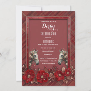Rotes Karo Derby Stil Hochzeitsdusche Einladung Wa