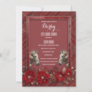 Rotes Karo Derby Stil Hochzeitsdusche Einladung Wa