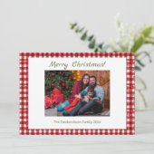 Rotes Karo Frohe Weihnachten Foto (Stehend Vorderseite)