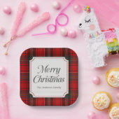 Rotes Karo Frohe Weihnachten Quadrat Pappteller (Party)