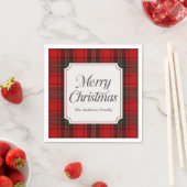 Rotes Karo Frohe Weihnachten Serviette (Beispiel)