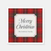 Rotes Karo Frohe Weihnachten Serviette (Vorderseite)