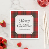 Rotes Karo Frohe Weihnachten Serviette (Beispiel)