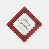Rotes Karo Frohe Weihnachten Serviette (Ecke)