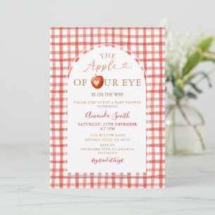 Rotes Karo Herbst Apfelplantage Babyparty Einladung